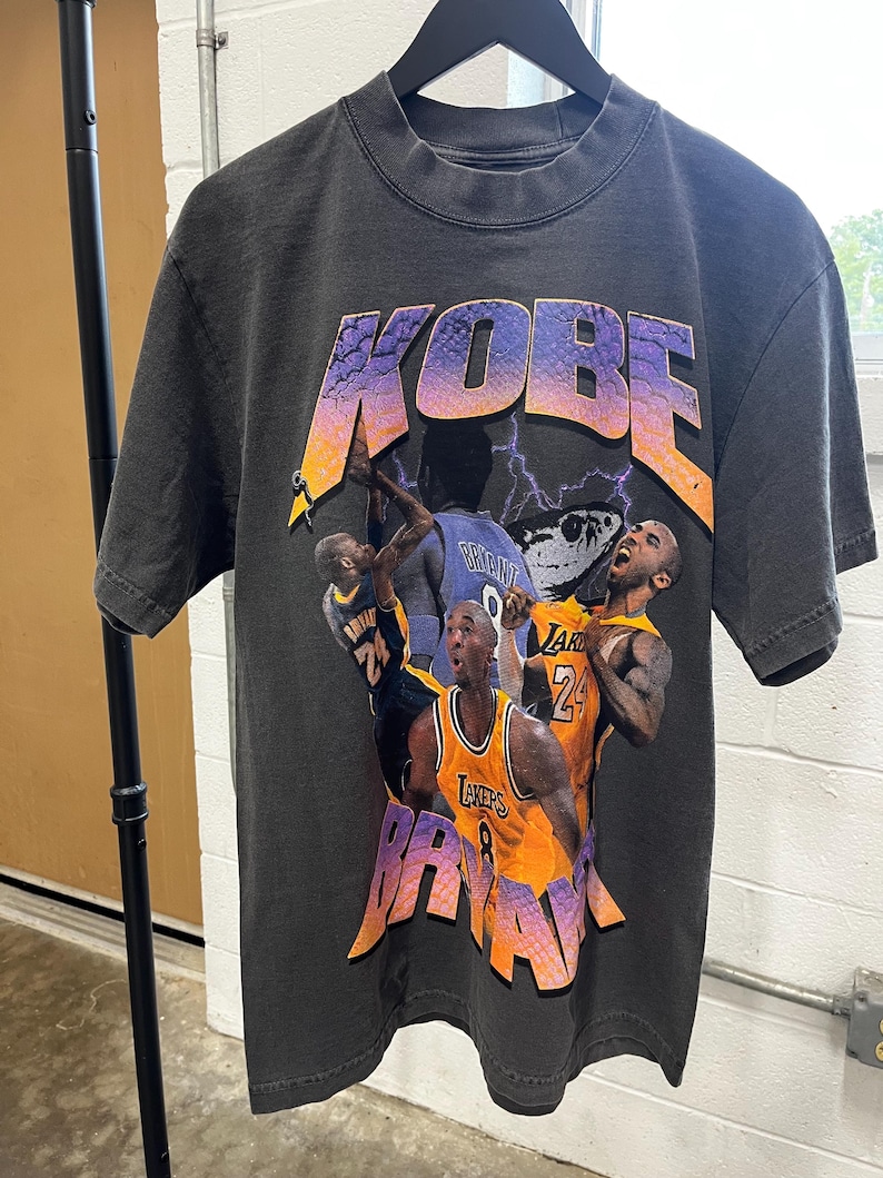 Kobe Bryant-Handmade Tee-Vintage Style-Unique Desing-Lakers-Sports Fashion-Mambs Tee-Street Wear Shirt Gift For Basketball Fans