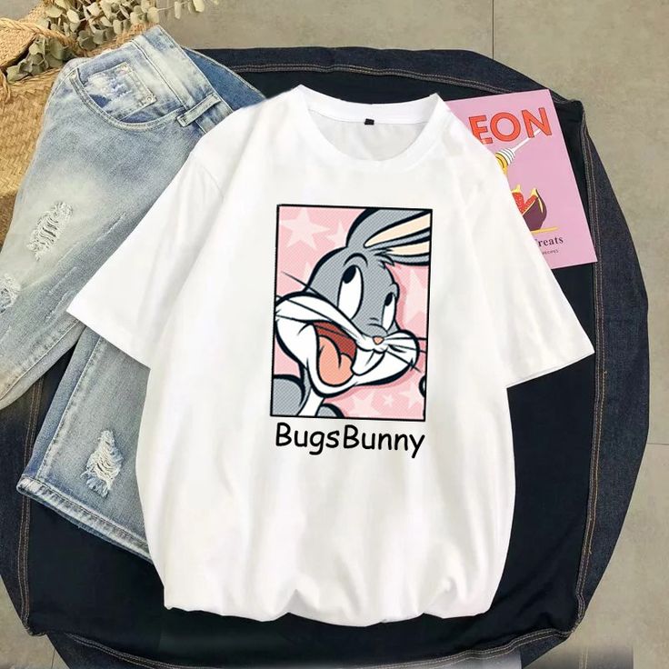 Funny Cartoon Casual Graphic Tees Bugs Bunny Printed T-shirt