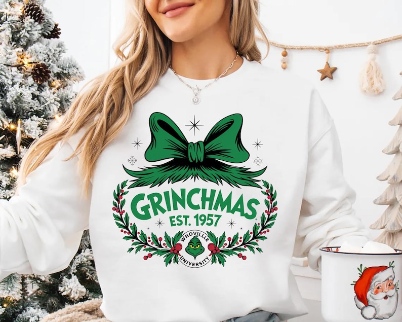 Grinchmas Whoville University Christmas Shirt, Whoville University Grinch Tee, Grinch Christmas Gift Shirt, Whoville Grinchmas Sweatshirt