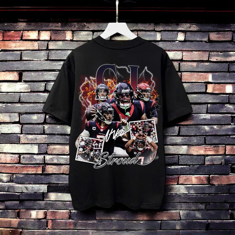 Vintage C.J. Stroud Shirt - Football CJ Stroud T Shirt, Custom Vintage Design, 90s Graphic Tee, Unisex, Retro, NFL Gift, Houston Texans Team For Men And Women
