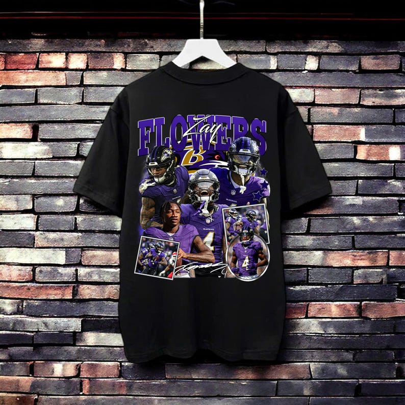 Zay Flowers Vintage Bootleg T-Shirt, 90s Retro Zay Flowers Graphic Tee, Zay Flowers Nfl American Football Shirt, Zay Flowers Fan Gift