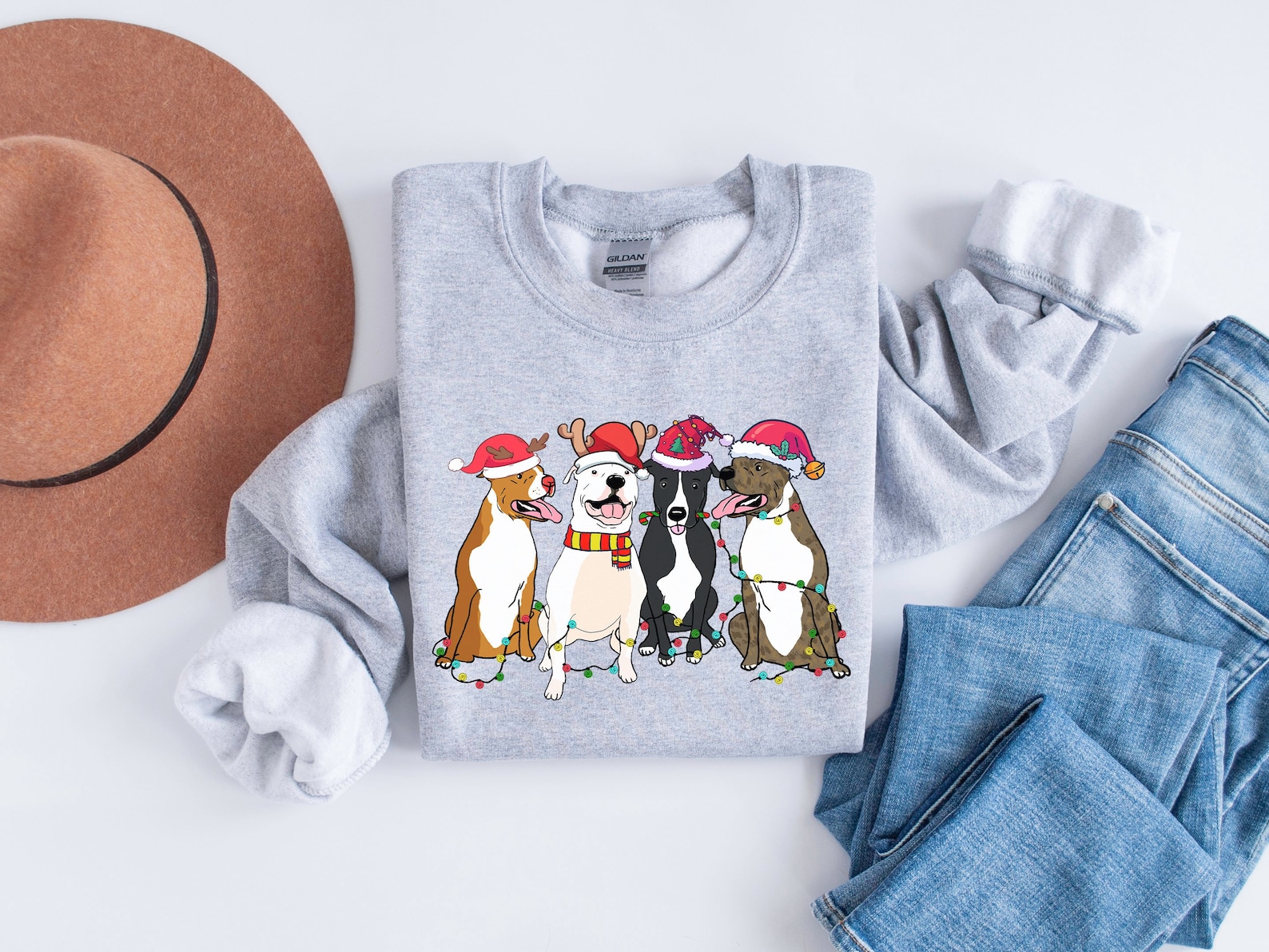 Christmas Dog Sweatshirt, Pitbull Terrier Shirt, Dog Lover Gift, Dog Christmas Shirt, Dog Owner Christmas Gift, Holiday Sweater, Xmas Tshirt