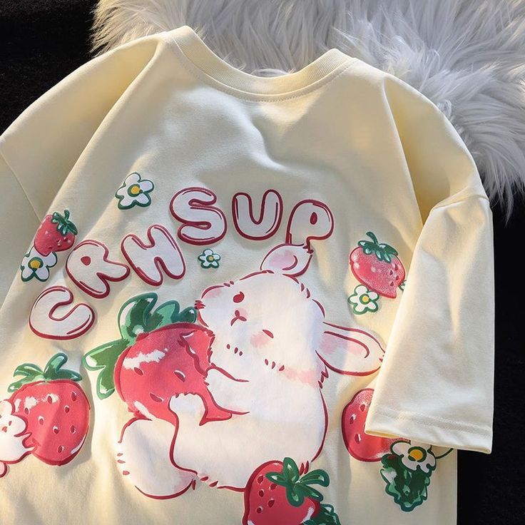 Rabbit Strawberry Print T-shirt