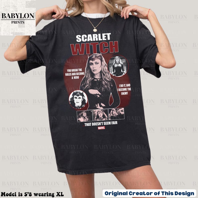 Vintage Scarlet Witch T Shirt Retro Marvel Sweatshirt Disney Shirt Wanda Maximoff Shirt Gift Wandavision Shirt Elizabeth Olsen T Shirt Gift For Men And Women