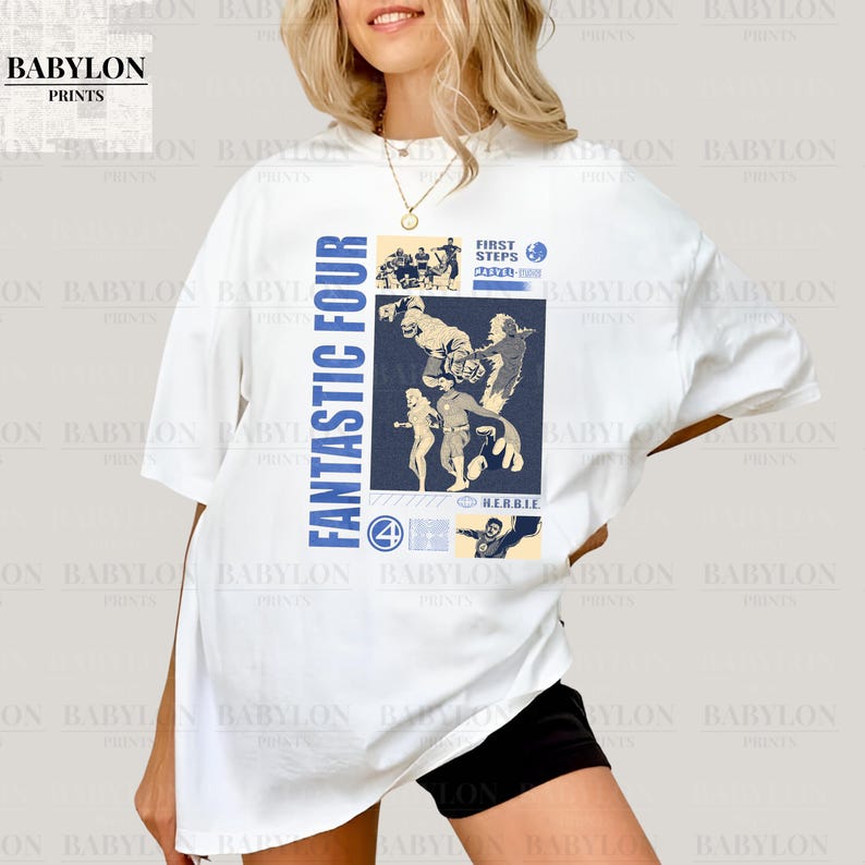Retro Fantastic Four T Shirt | Marvel Fantastic Four First Steps Shirt Marvel Shirt Superhero Shirt Reed Richards Johnny Storm Sue Storm Tee For Men And Women