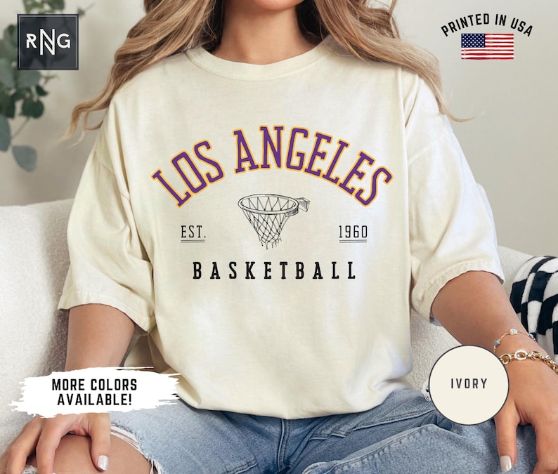 Unisex Los Angeles Basketball Shirt, Retro Laker Basketball Shirt, Los Angeles Basketball Apparel, Los Angeles Sports Apparel Laker Fan Gift For Men And Women