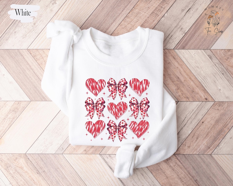 Coquette Bow Valentine Day Sweater, Pink Heart Coquette Comfort Colors Shirt, Cute Valentine Day Shirt, Gift For Her, Valentine Heart Shirt