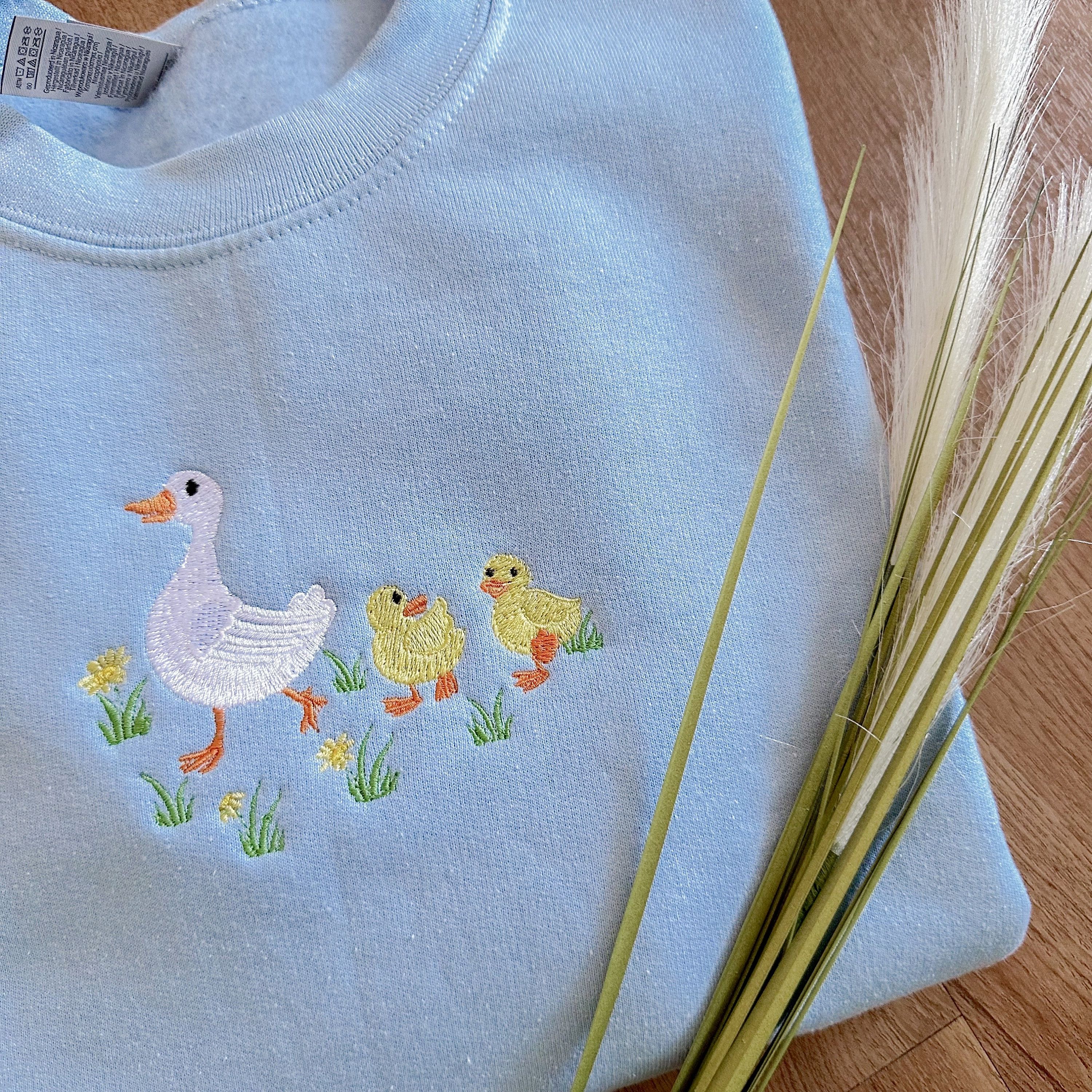 Darling Ducks Embroidered Sweatshirt - - Full Size Krixshop