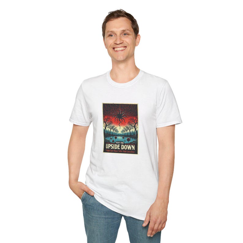 Stranger Things Upside Down Hawkins Indiana Unisex Vintage Travel Poster T-Shirt For Men And Women