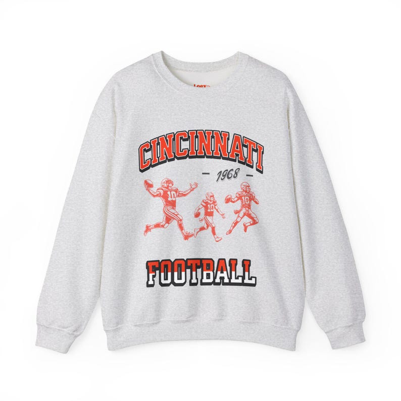 Vintage Cincinnati Football Crewneck Sweatshirt | 1968 Cincy Retro Sports Apparel | Bold, Vibrant Gift for Football Fans, Great 4 Game Days For Men And Women