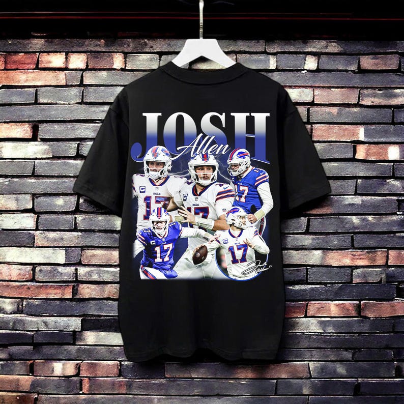 Josh Allen Shirt, Football American Graphic Vintage, Football 90s Bootleg Inspired Gift Fan Unisex Shirt
