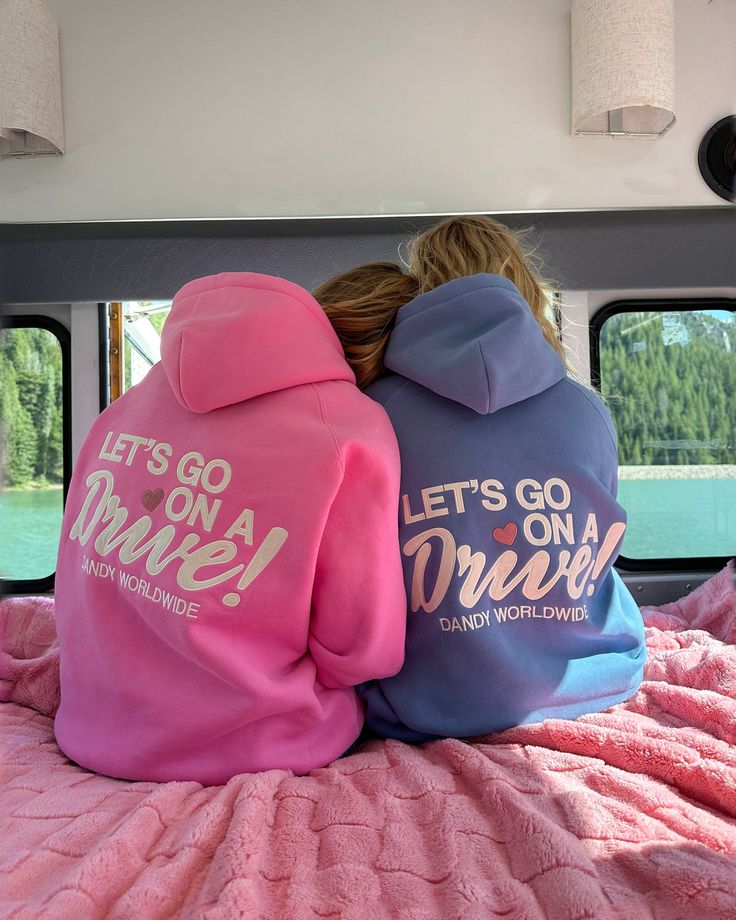 "Let's Go on a Drive" Oversized Lux Hoodie in Pink