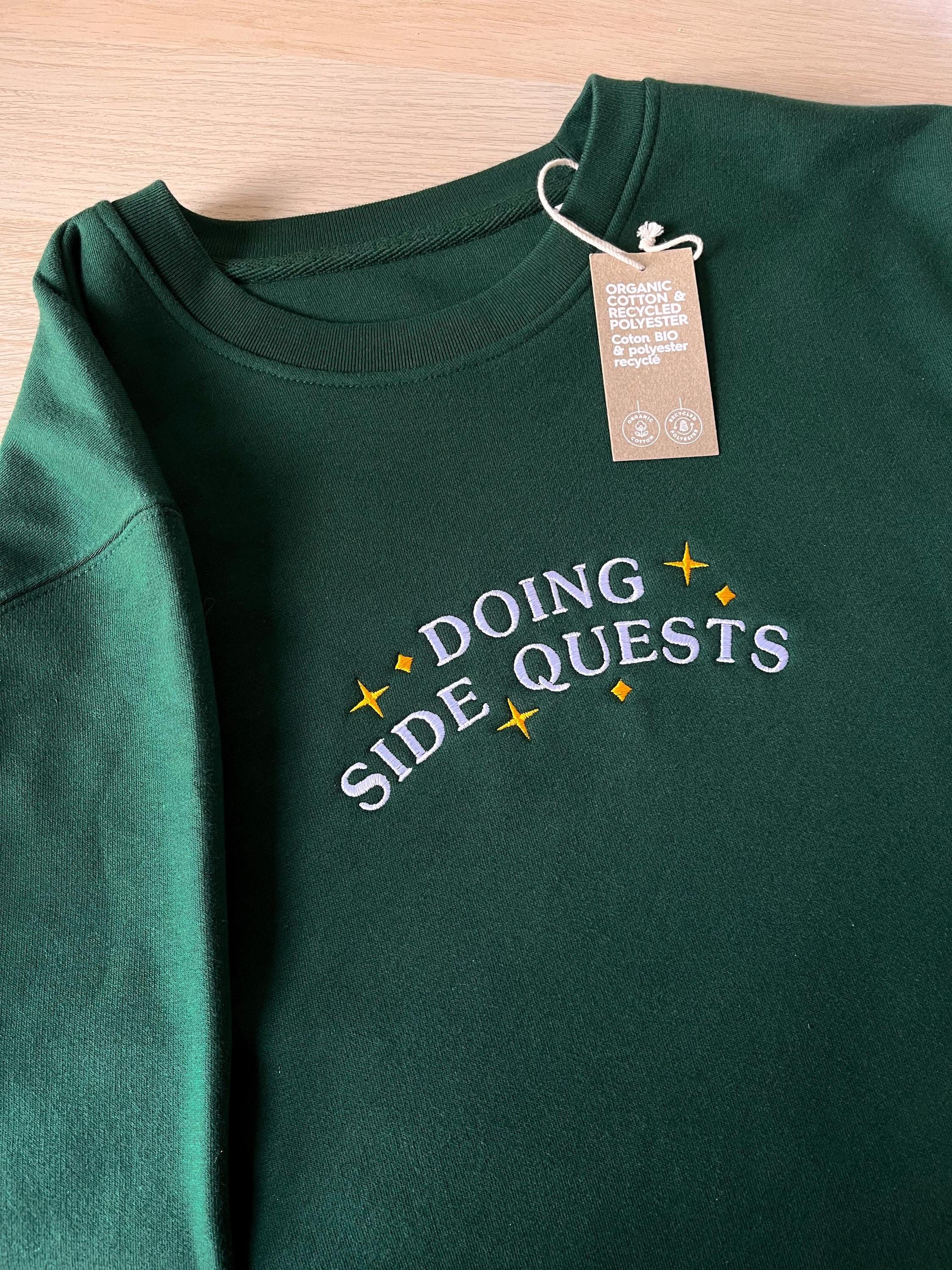 Doing Side Quests Embroidered Crewneck Sweatshirt | Jumper Embroidery Funny - - More Option - Outfits For US