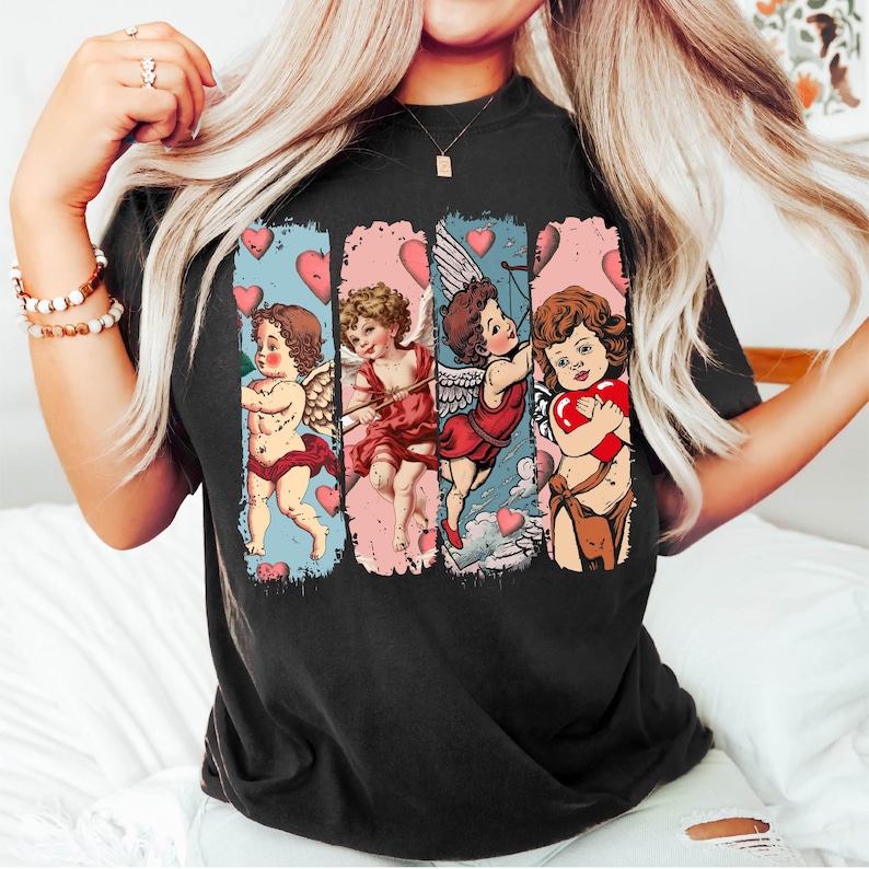 Retro Cupid Heart Shirt, Retro Valentine Shirt, Valentines Shirt, Baby Cupid Shirt, Valentine's Day Tshirt, Valentine Love T-shirt For Men And Women