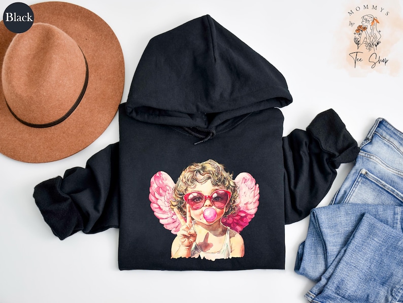 Retro Cupid Valentine's Day Sweatshirt, Cute Valentine's Day Shirt, Funny College Sweatshirt, Love Crewneck Sweatshirt, Cupid Hoodie For Men And Women