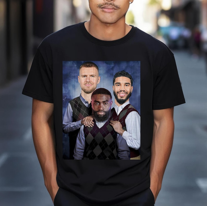 Jayson Tatum Jalen Brown Kristaps Porzingis Boston Celtics Vintage Shirt Sweatshirt Boston Celtics Merch Graphic Tees Step Brothers Shirt For Men And Women