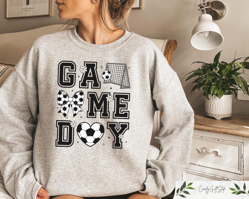 Game Day Soccer Sweatshirt, Soccer Crewneck, Cute Soccer Mom T-shirt, Sweater for Women, Game Day TeeGame Day Soccer Sweatshirt, Soccer Crewneck, Cute Soccer Mom T-shirt, Sweater for Women, Game Day Tee