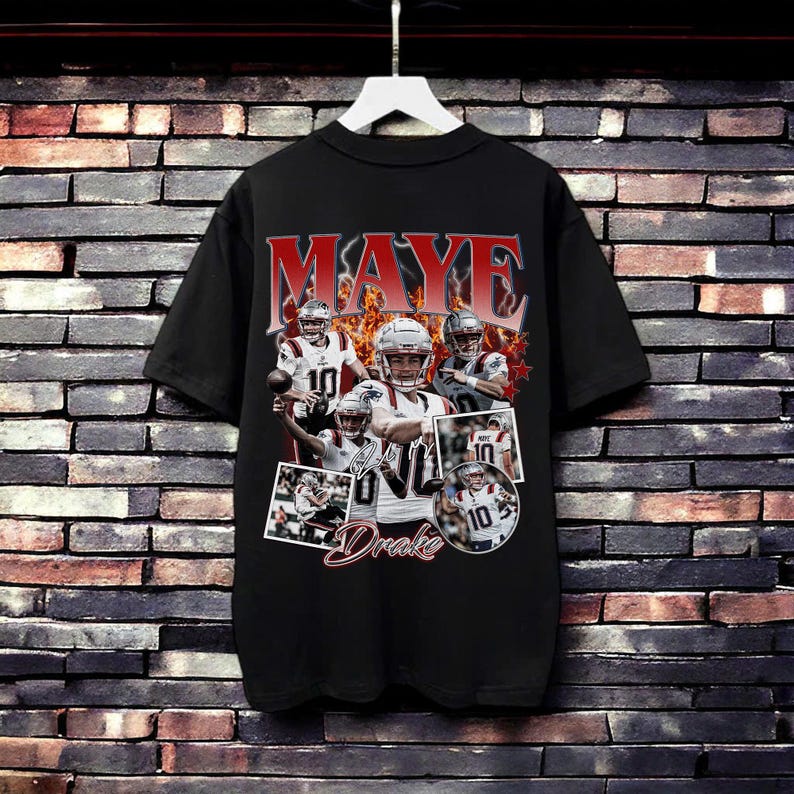 Vintage 90s Graphic Style Drake Maye T-Shirt, Drake Maye shirt, Vintage Oversized Sport Tee, Retro New Design American Football Bootleg Gift