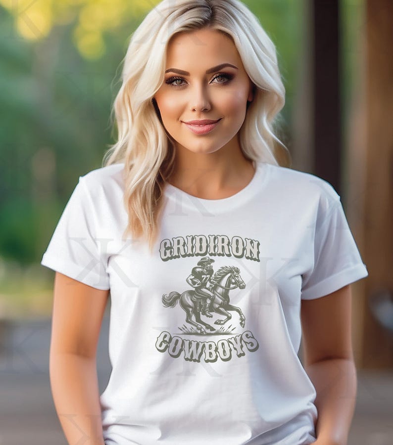 Rustic Western Football Tee Shirt gift for them, Game Day Gridiron Style, Vintage Sports T-Shirt, Gridiron Cowboy Football Game Tee Shirt For Men And Women
