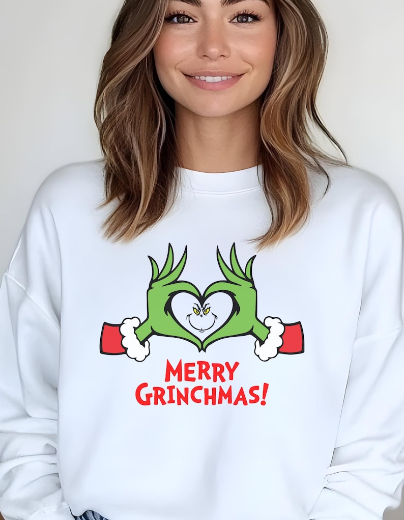 Merry Grinchmas Long Sleeve Unisex Adult Cotton Shirt| Grinch Long Sleeve Tee| Grinch Heart Shirt