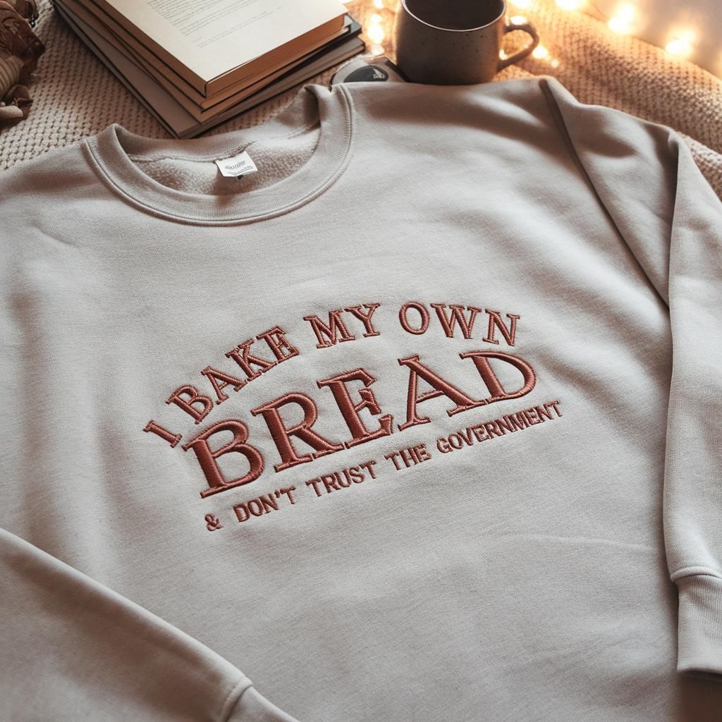 Embroidered sweatshirt - I bake my own bread - - More Option - Outfits For US