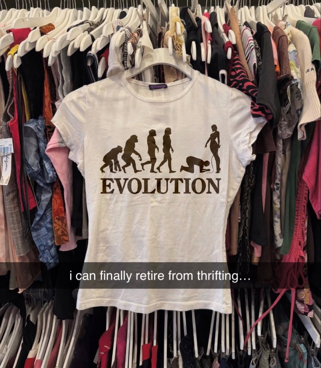 "Evolution" Funny Graphic Unisex T-Shirt, Ironic Femdom BDSM Parody T-Shirt, Edgy Human Evolution Chart Text Shirt, Sarcastic Gen Z Streetwear Aesthetic - - More Option - Outfits For US