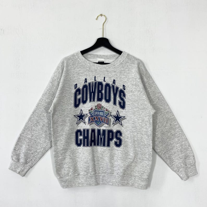 Vintage 90s Dallas Cowboys Sweatshirt Dallas Cowboys Crewneck Cowboys Sweater Pullover Sportswear NFL Dallas Cowboys Print Logo Grey Medium For Men And Women