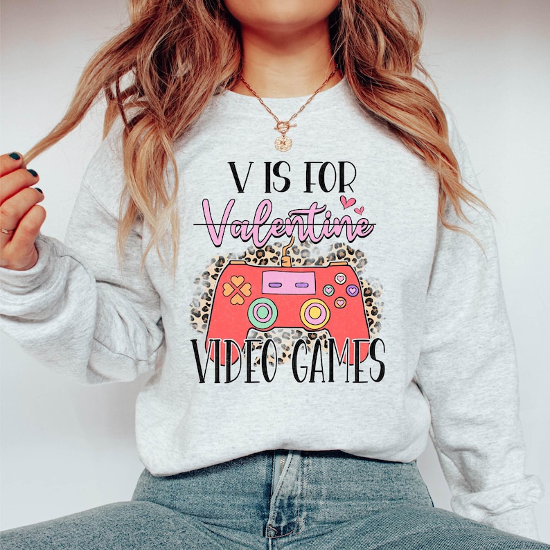V Is For Video Games Valentines T-shirt, Girls Valentine's Day Shirts, Valentine Shirt, Wife Girlfriend Gift Shirt Controller Shirt For Men And Women