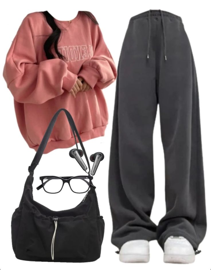 OOTD: Pullover Sweatshirt + Baggy Sweatpants + Crossbody Bag For Men And Women