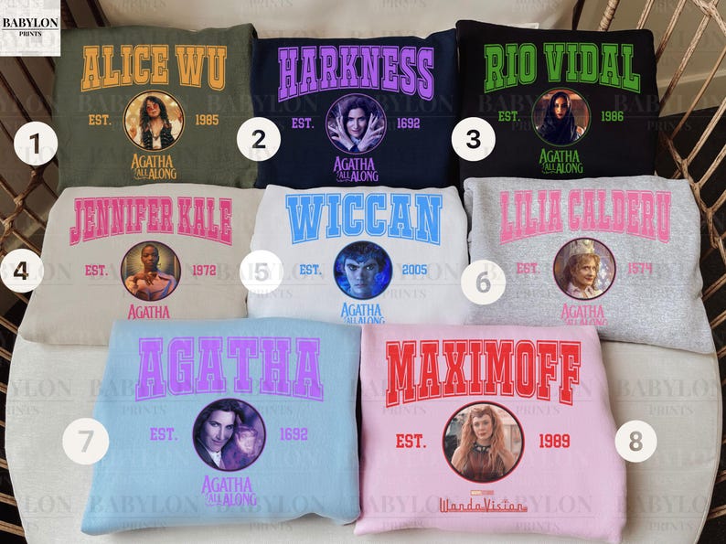 Agatha All Along Character Group T Shirt, Agatha Harkness All Along Shirt, Wiccan Shirt, Rio Vidal Shirt, Agatha Harkness Tee Wanda Maximoff