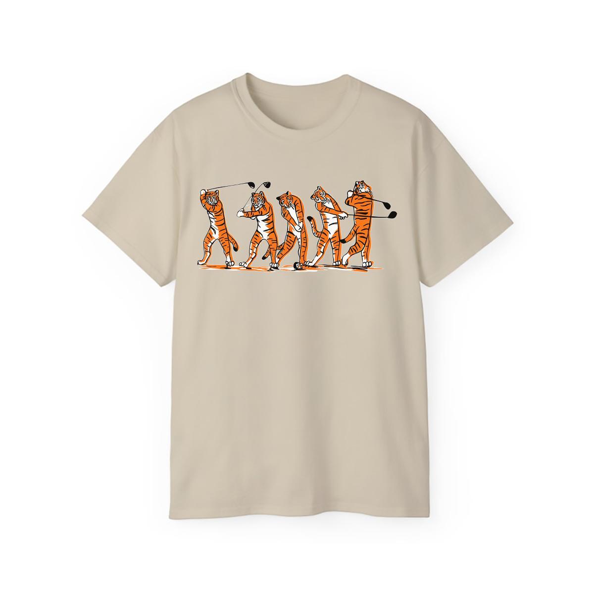 Tiger Swing Round Neck Tee, Barstool Golf Tiger Swing T-Shirt, Tiger Golf Shirt, Unisex T-Shirt, Cotton Shirt