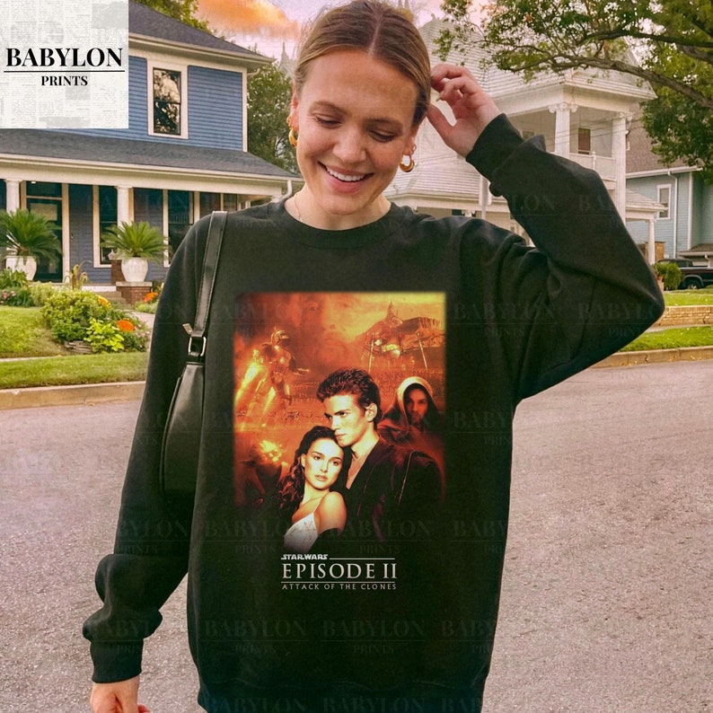 Vintage Star Wars Attack of The Clones T Shirt Movie Poster Shirt Anakin Skywalker Padme Amidala Disney Sweatshirt Star Wars Gift Disney Tee For Men And Women