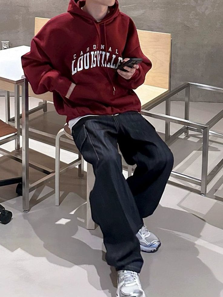 RT No. 11035 CRIMSON RED LETTERED PULLOVER HOODIE