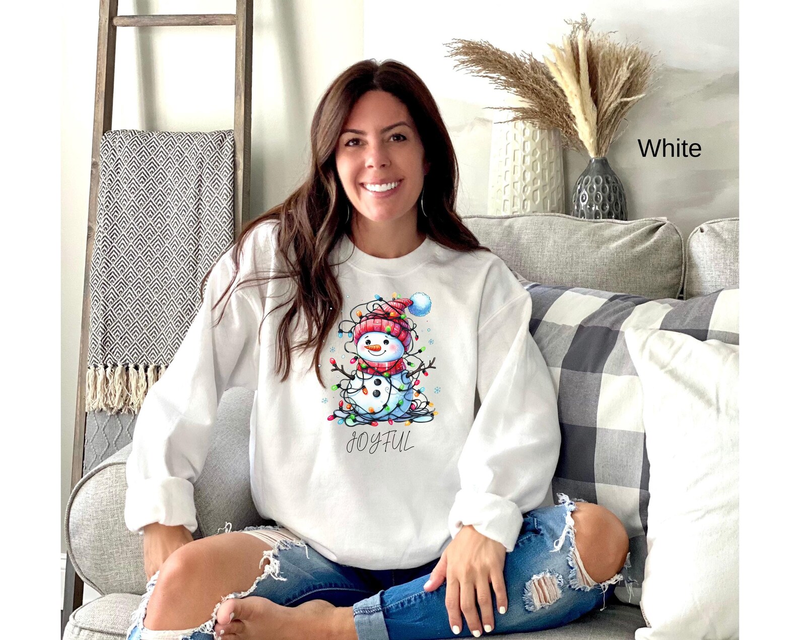 Joyful Snowman Christmas Sweatshirt, Holiday Sweatshirt, Holiday Gift, Christmas Apparel, Winter Fashion, Christmas Sweatshirt, Snowman