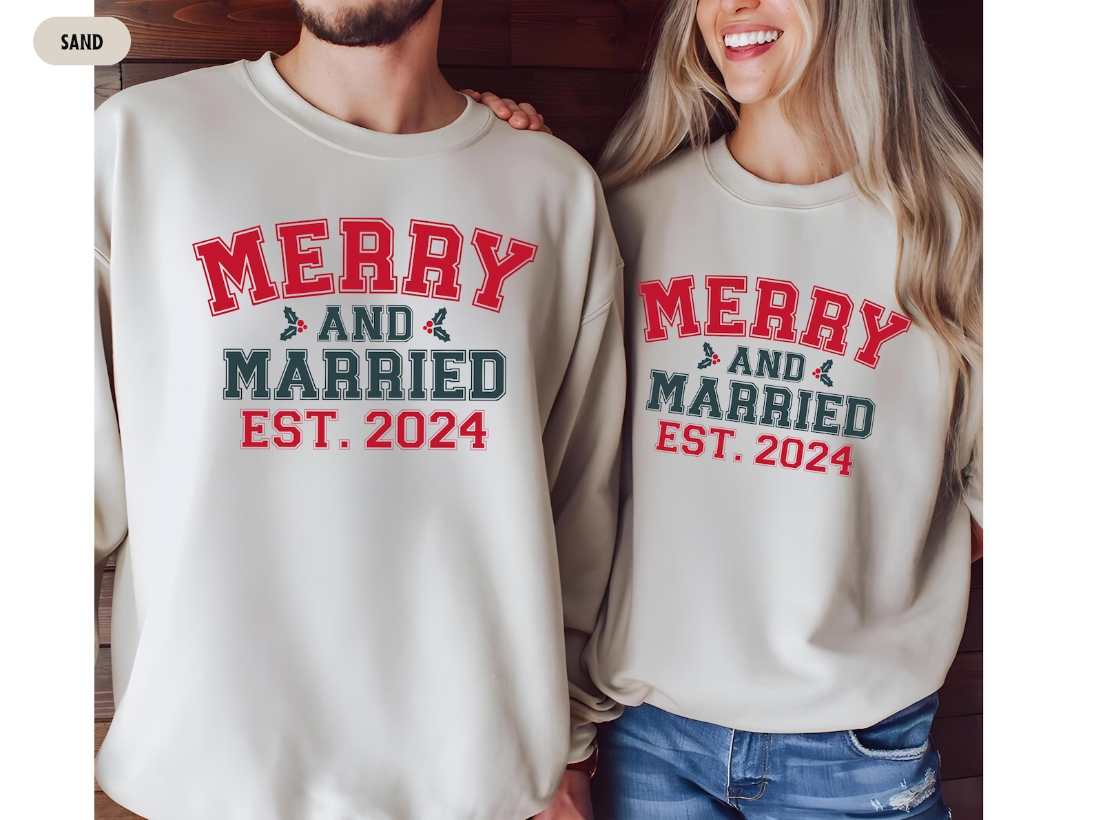 Merry And Married Sweatshirt, Christmas Wedding Sweater, Wife Christmas Gift, Husband Christmas Sweater, Christmas Couple,Holiday Sweatshirt