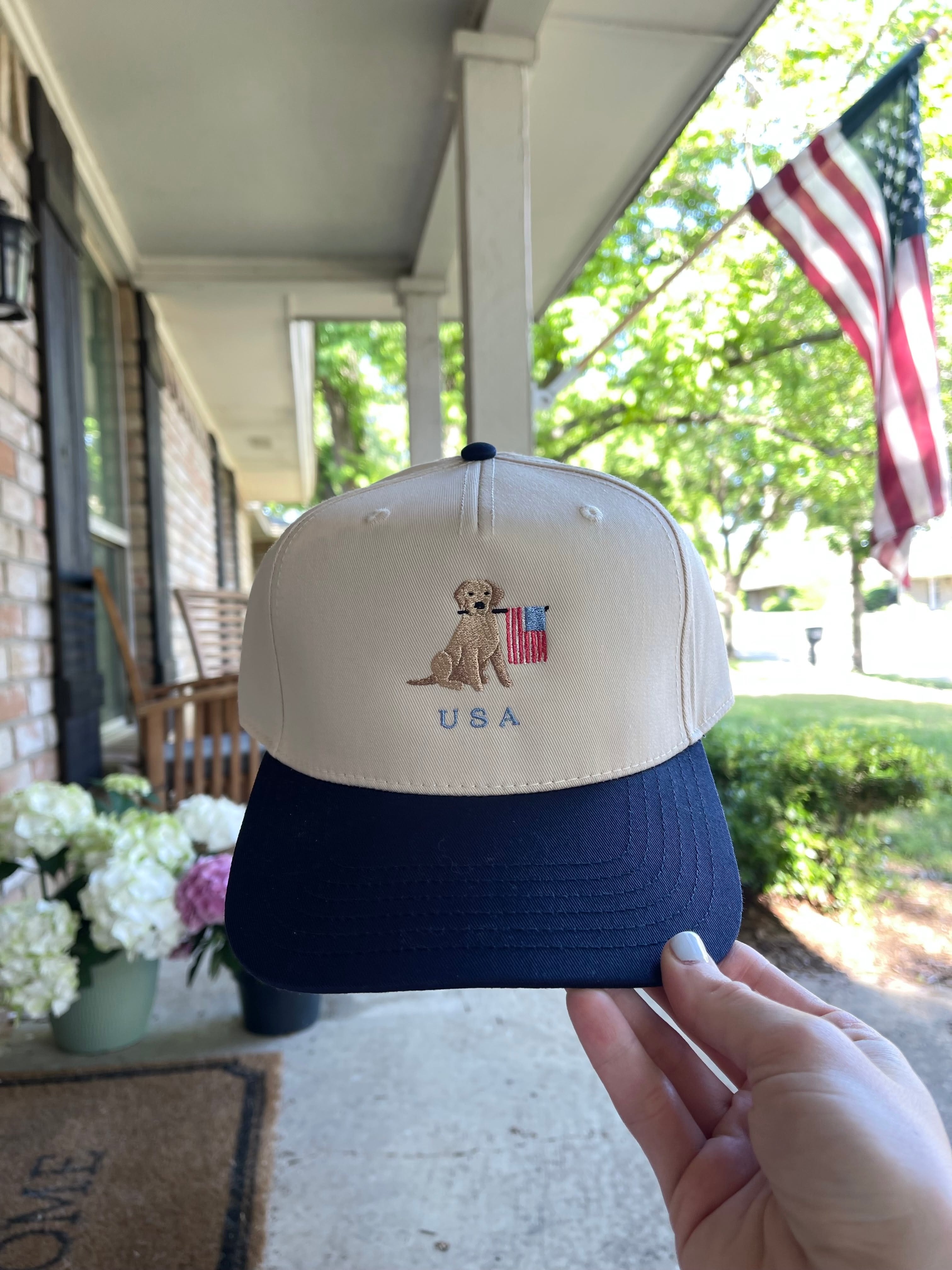 Patriotic Puppy Embroidered Hat – USA Flag Dog Hat for Memorial Day, 4th of July & Summer - - More Option - Outfits For US