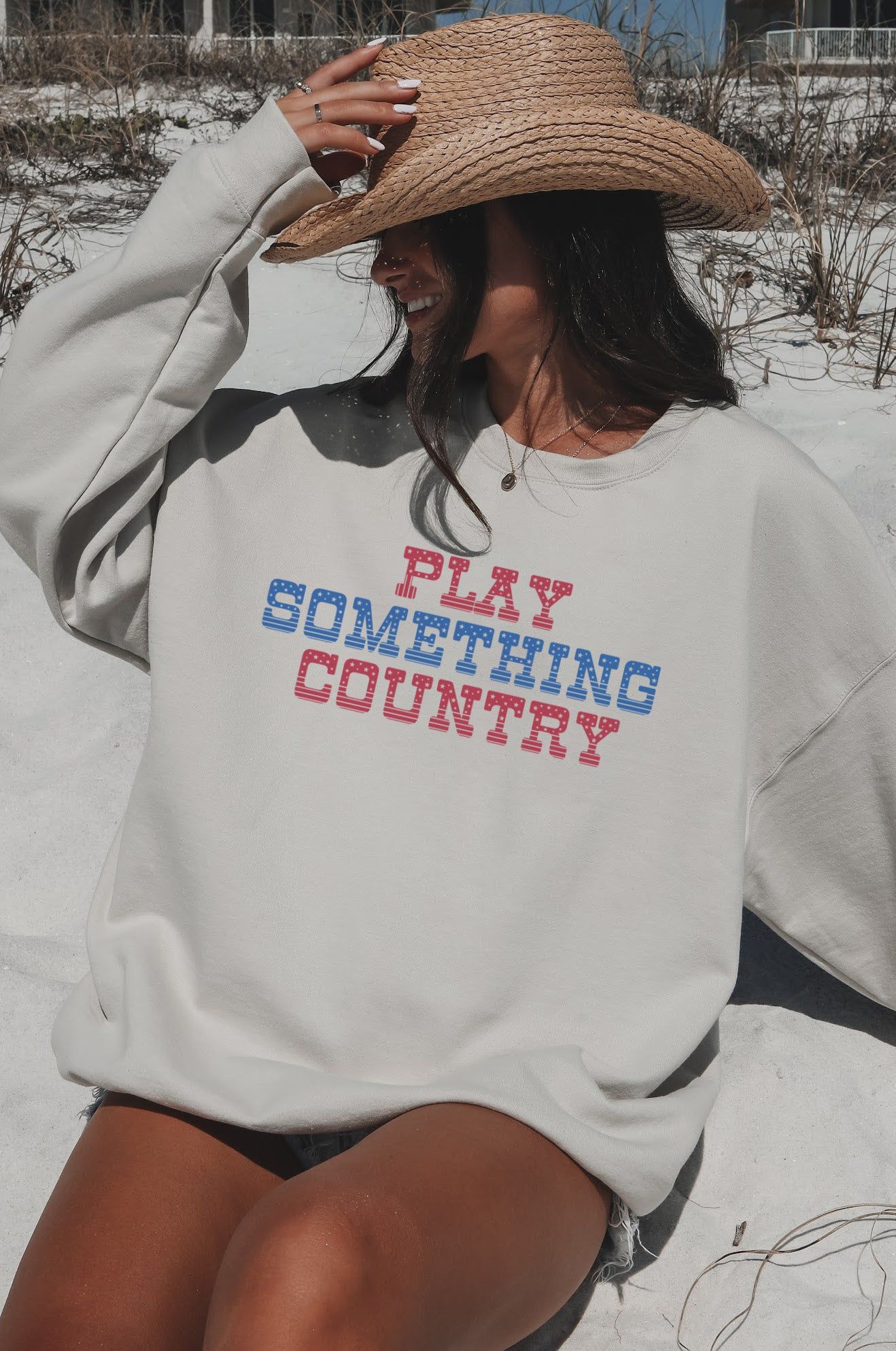 Play Something Country Crewneck - - Full Size Krixshop