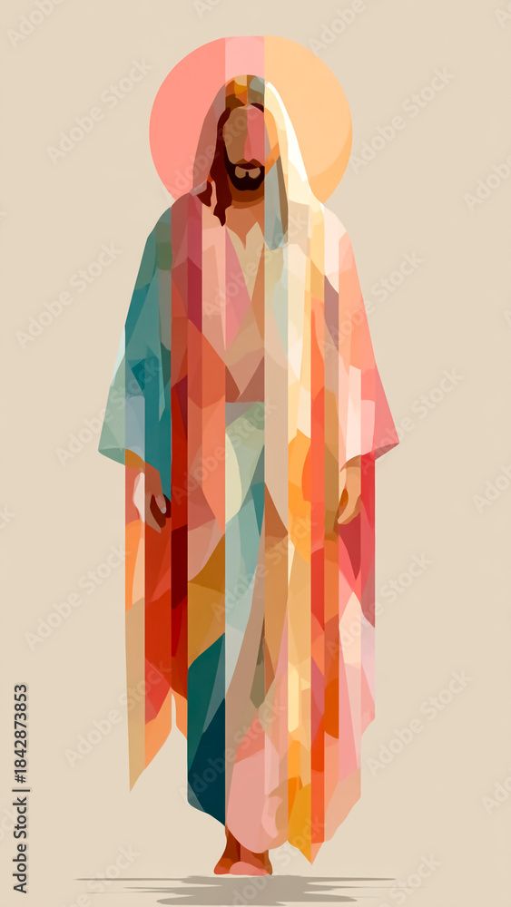 Silhouette of a Jesus Christ Walking in Abstract Illustration. Holy Way, Gospel Truth. ilustração do Stock - - Full Size Krixshop