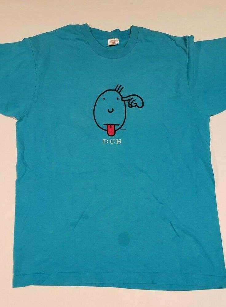 Vintage 90s "DUH" Graphic T-Shirt - Retro Sarcastic Cartoon Face Graphic Tee - - More Option - Outfits For US
