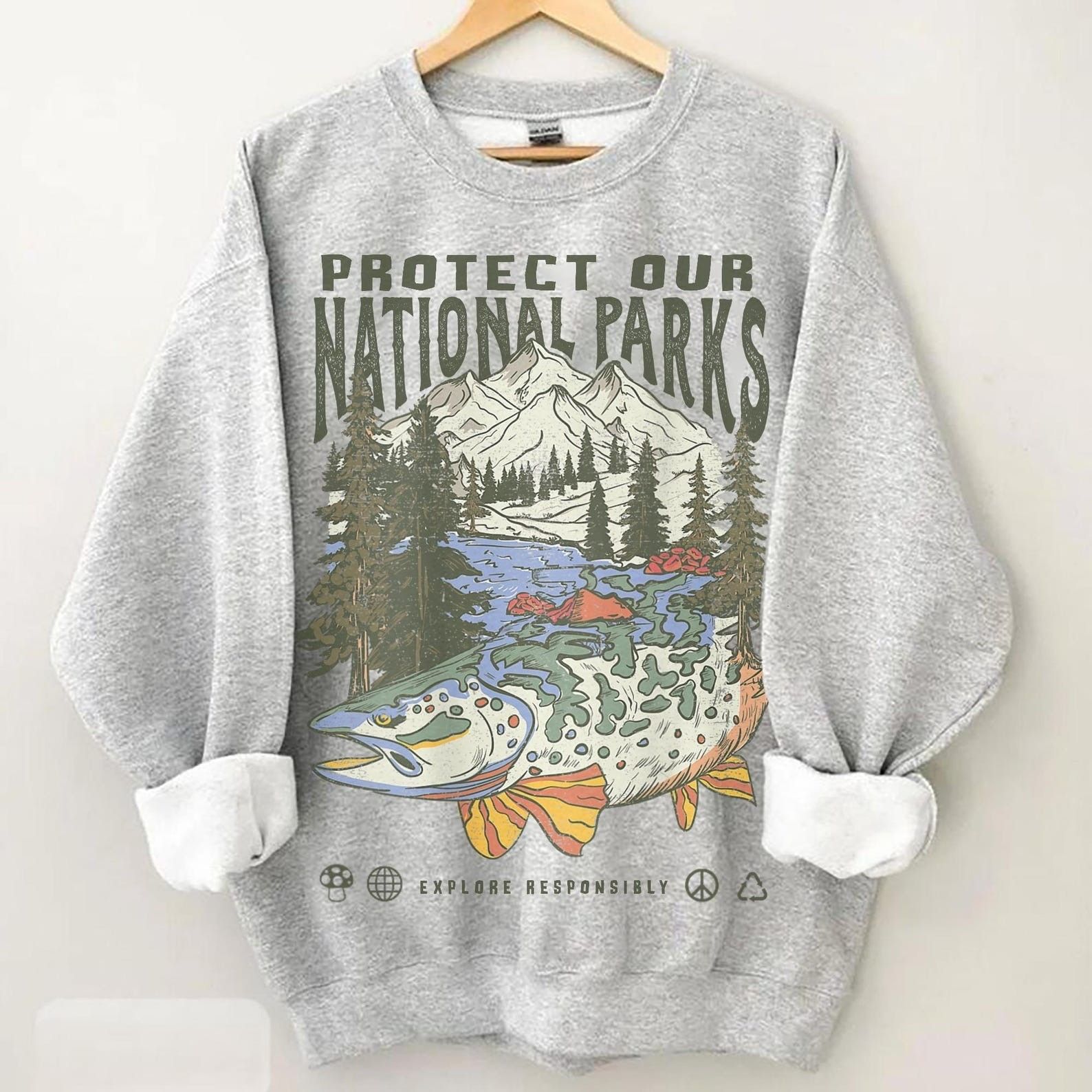 Vintage Protect Our National Parks Sweatshirt Travel Gift Trip Souvenir - - More Option - Outfits For US