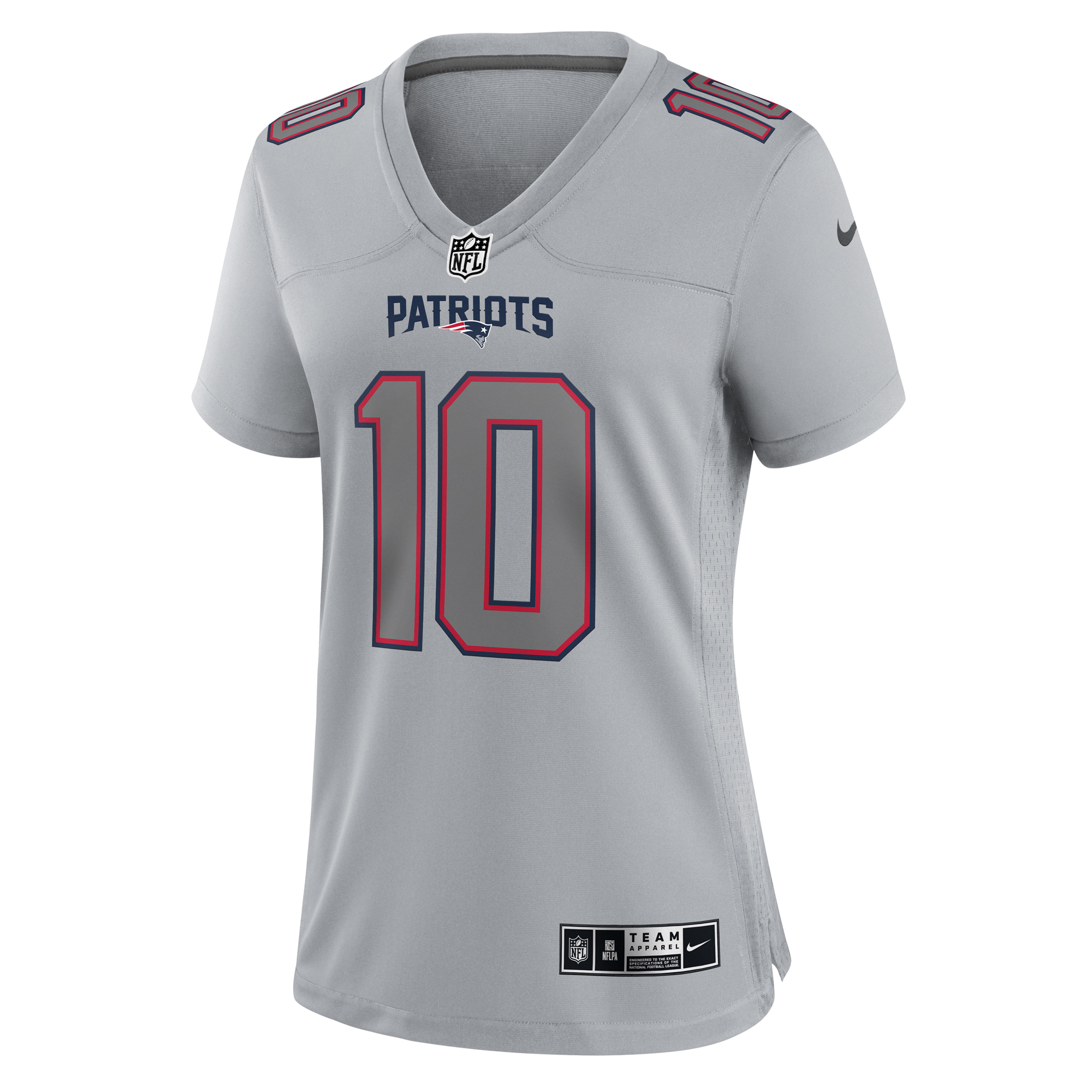 Mac Jones New England Patriots Nike Women's Atmosphere Fashion Game Jersey - Gray 2