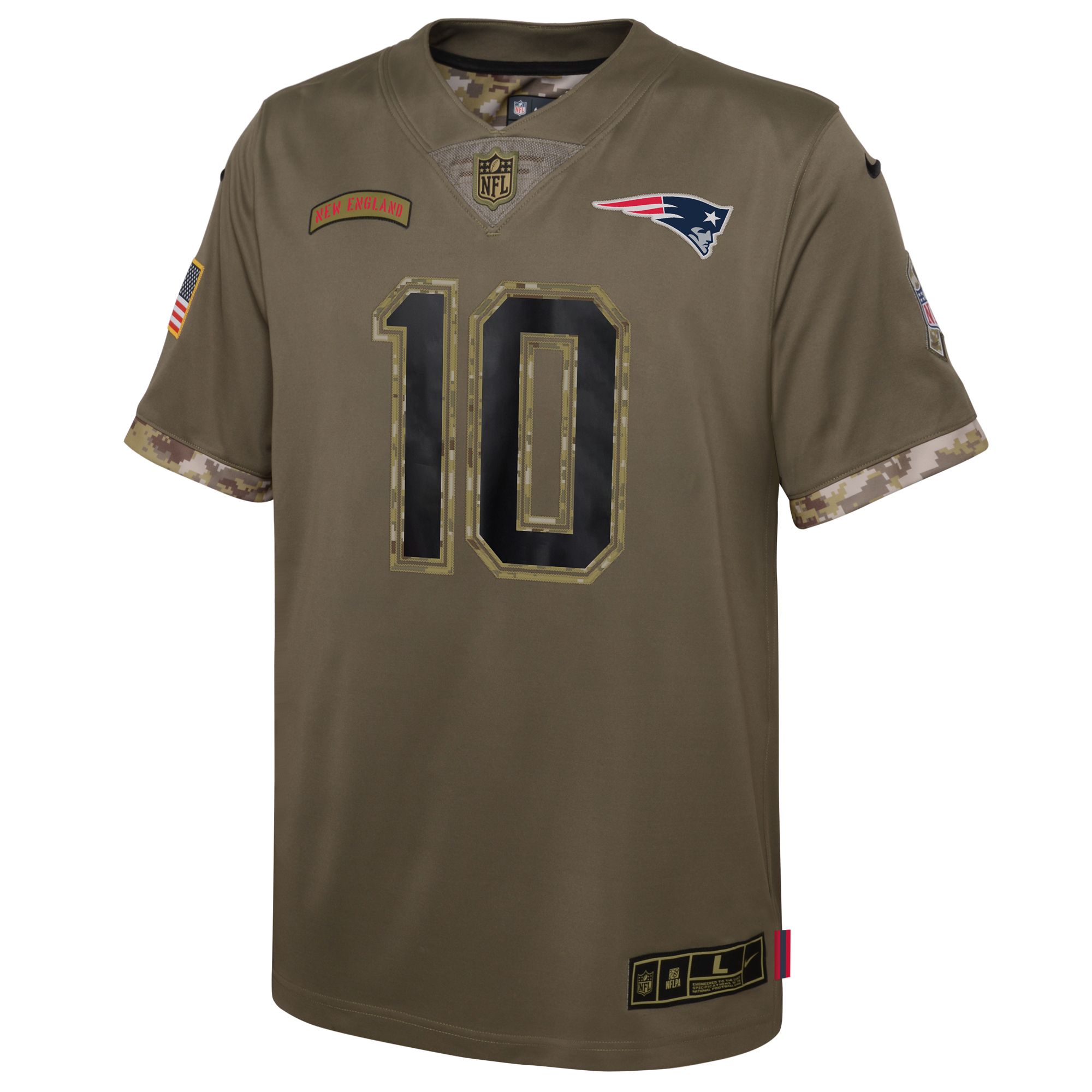 Mac Jones New England Patriots Nike Youth Salute To Service Player Limited Jersey - Olive 2